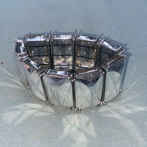 Silver crystal stretch statement bracelet